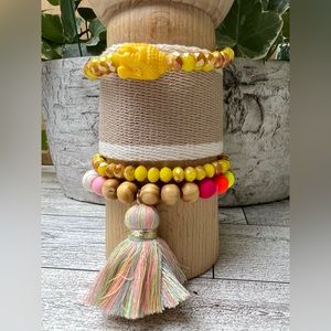 Bohemian Layered Bracelets Set - Embroidery Bracelet Cuff with Bead Bracelet Set